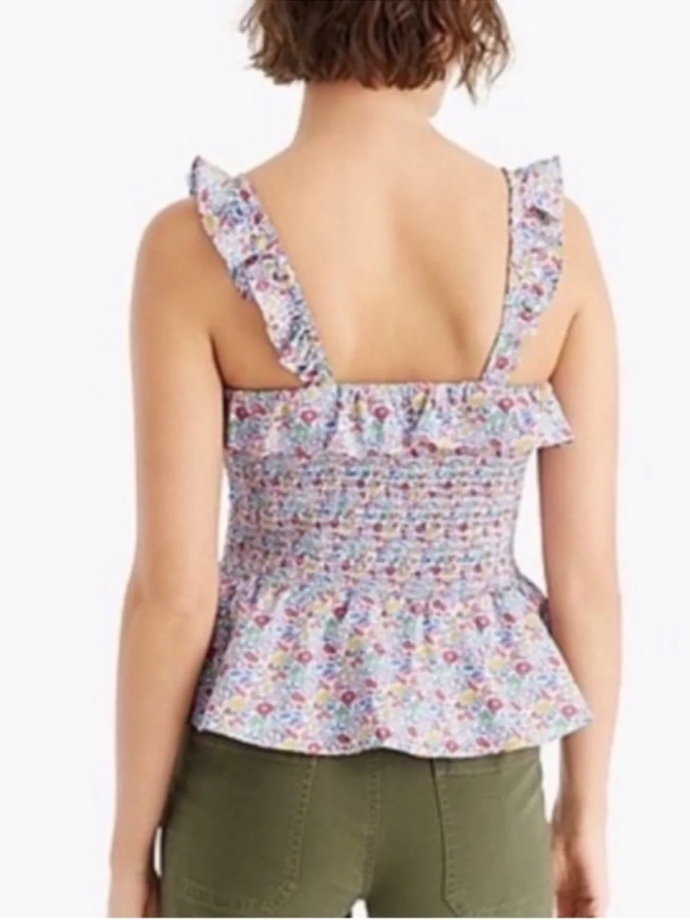 J. Crew Richmond Smocked Floral Peplum Ruffled Top Size XS